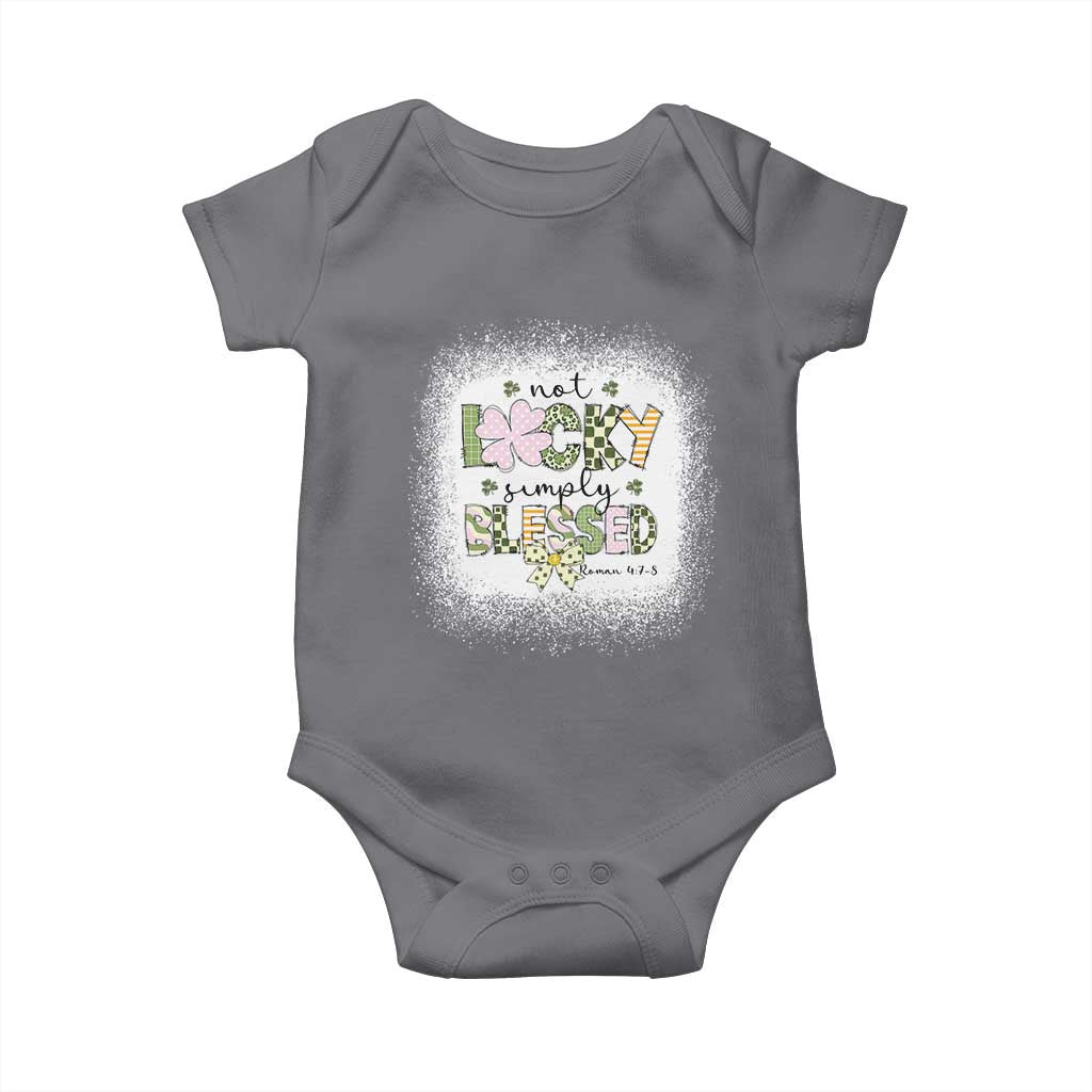 Not Lucky Simply Blessed Baby Onesie Blessed Christian Shamrocks St Patricks Day TS11 Charcoal Print Your Wear