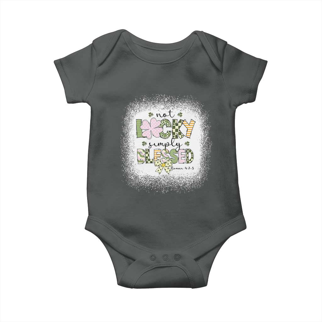 Not Lucky Simply Blessed Baby Onesie Blessed Christian Shamrocks St Patricks Day TS11 Dark Heather Print Your Wear