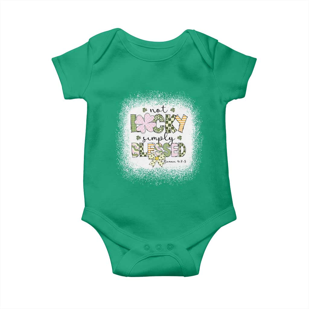 Not Lucky Simply Blessed Baby Onesie Blessed Christian Shamrocks St Patricks Day TS11 Irish Green Print Your Wear