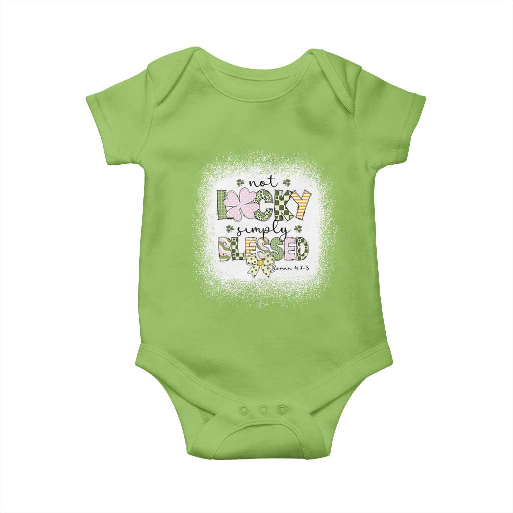 Not Lucky Simply Blessed Baby Onesie Blessed Christian Shamrocks St Patricks Day TS11 Lime Print Your Wear