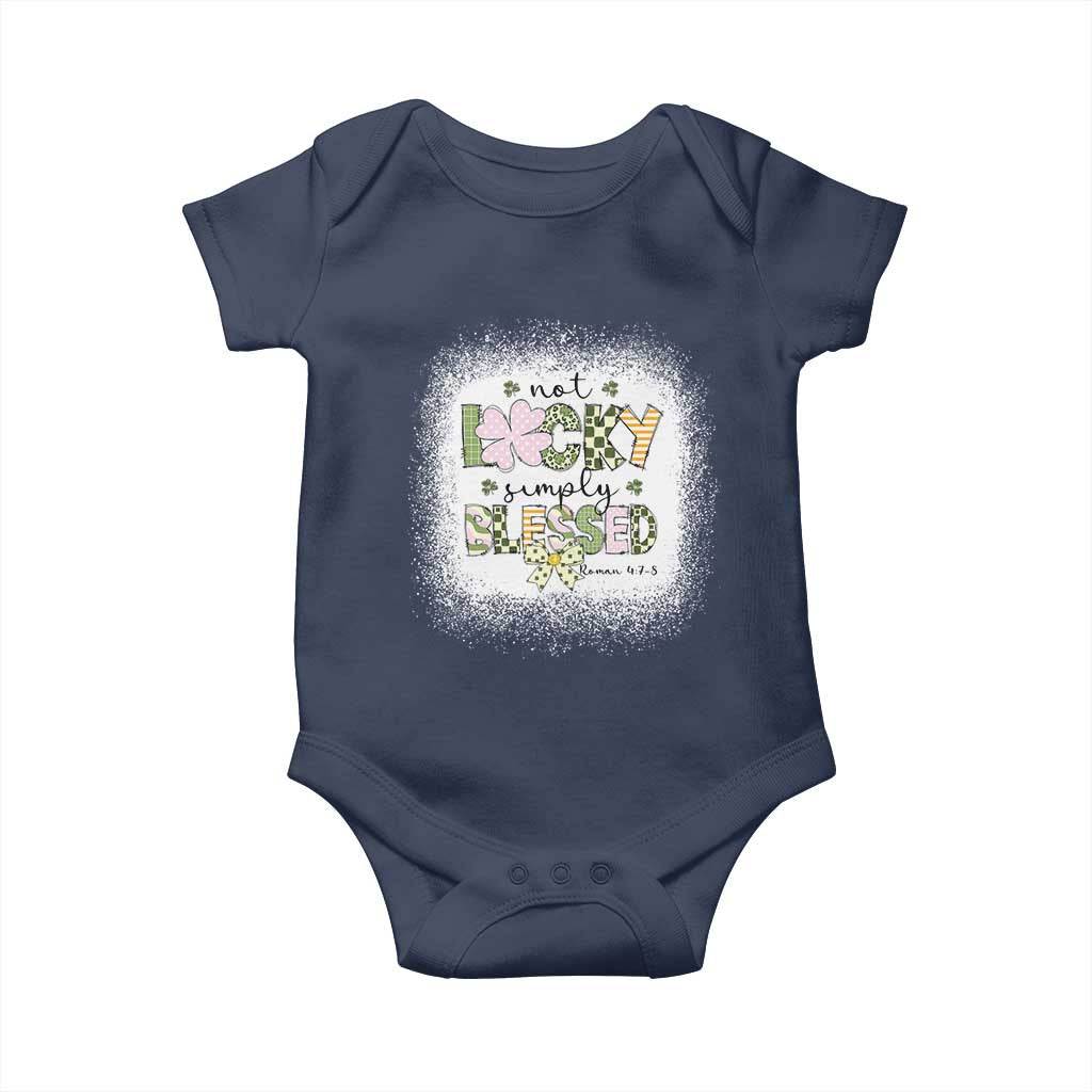 Not Lucky Simply Blessed Baby Onesie Blessed Christian Shamrocks St Patricks Day TS11 Navy Print Your Wear