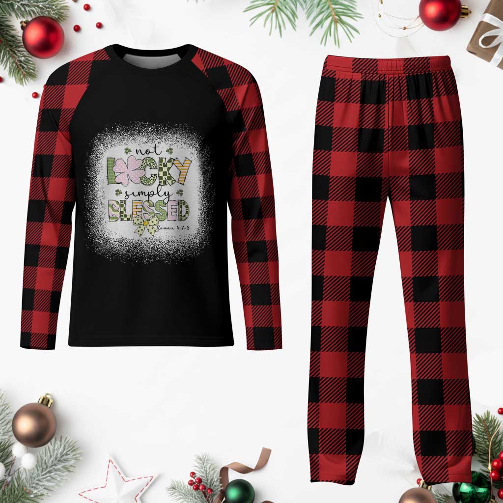 Not Lucky Simply Blessed Plaid Pajama Set Blessed Christian Shamrocks St Patricks Day TS11 Buffalo Plaid Print Your Wear