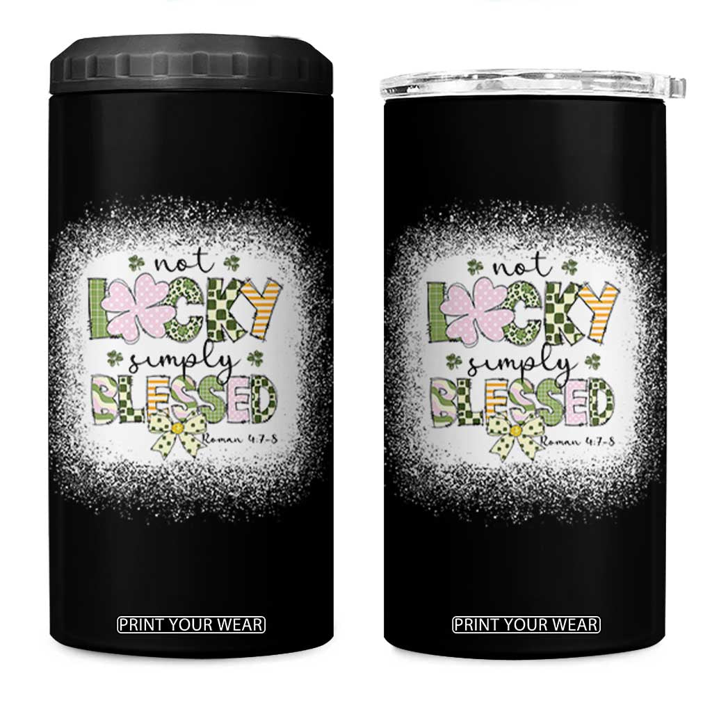Not Lucky Simply Blessed 4 in 1 Can Cooler Tumbler Blessed Christian Shamrocks St Patricks Day TS11 One Size: 16 oz Black Print Your Wear