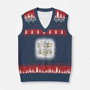 Not Lucky Simply Blessed V-Neck Knit Sweater Vest Blessed Christian Shamrocks St Patricks Day TS11 Navy Red Print Your Wear