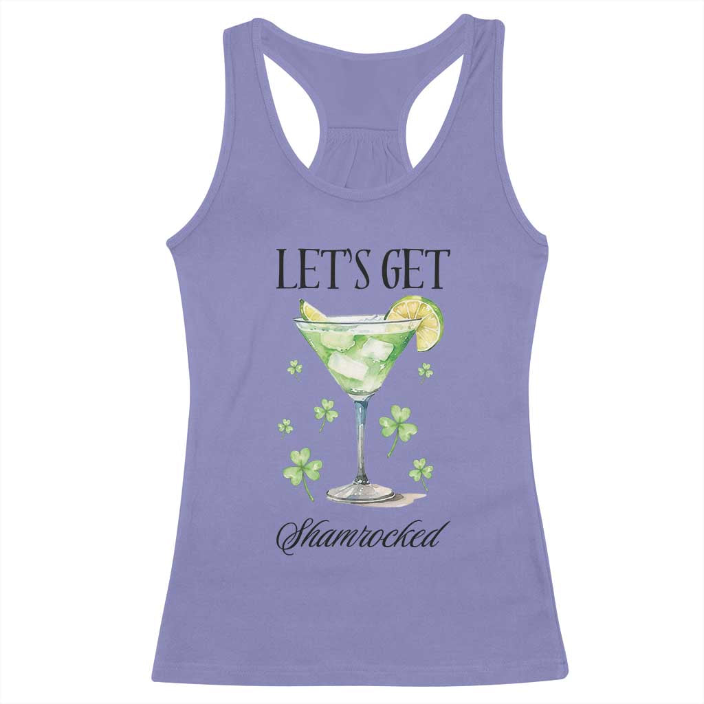 Funny Irish St Patrick's Day Cocktail Racerback Tank Top Let's Get Shamrocked Irish Festival TS11 Violet Print Your Wear