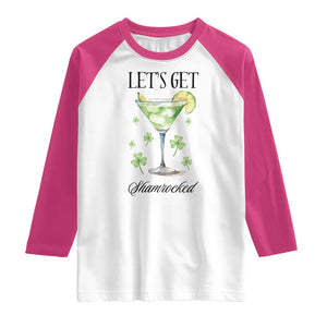 Funny Irish St Patrick's Day Cocktail Raglan Shirt Let's Get Shamrocked Irish Festival TS11 White Heliconia Print Your Wear