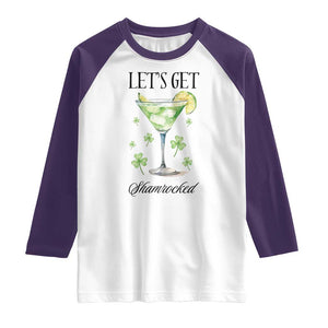 Funny Irish St Patrick's Day Cocktail Raglan Shirt Let's Get Shamrocked Irish Festival TS11 White Purple Print Your Wear
