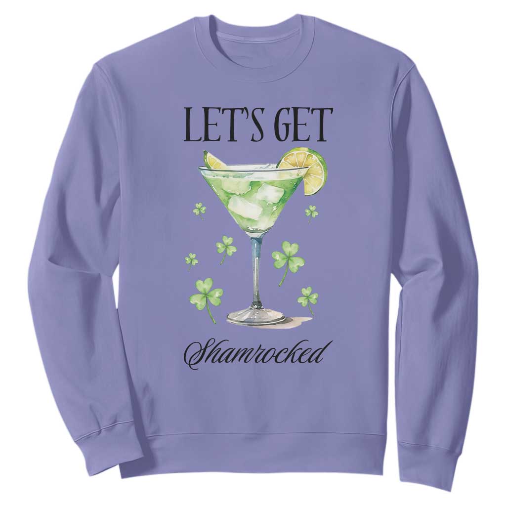 Funny Irish St Patrick's Day Cocktail Sweatshirt Let's Get Shamrocked Irish Festival TS11 Violet Print Your Wear