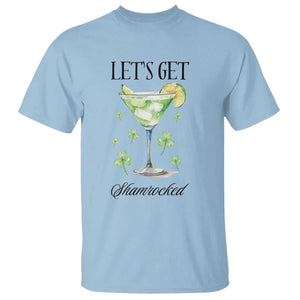 Funny Irish St Patrick's Day Cocktail T Shirt Let's Get Shamrocked Irish Festival TS11 Light Blue Print Your Wear