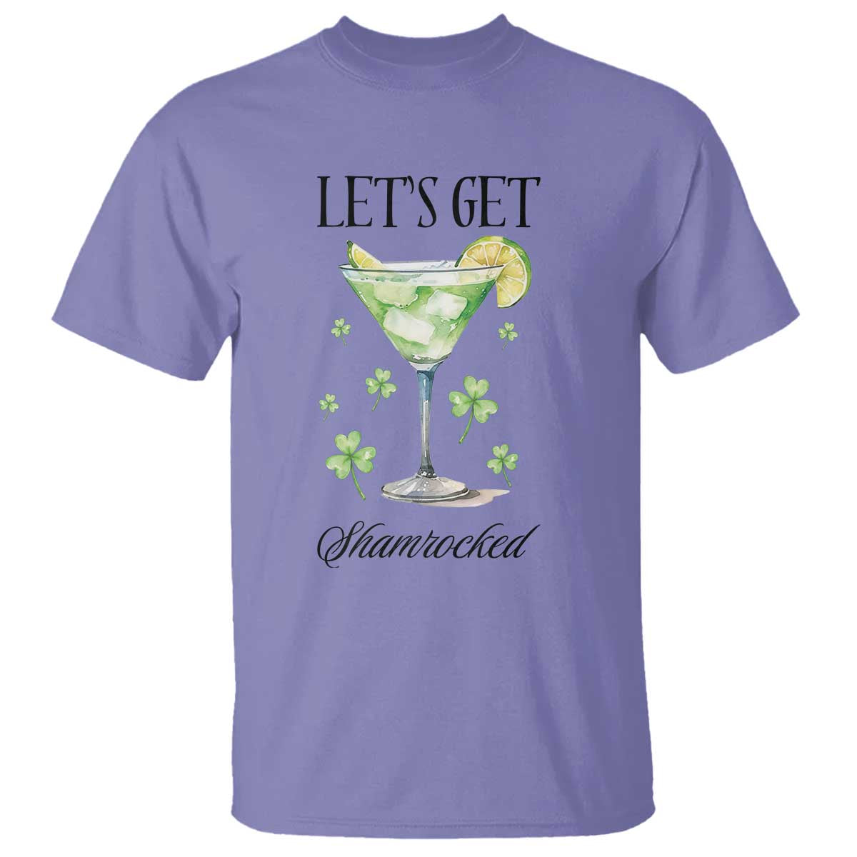 Funny Irish St Patrick's Day Cocktail T Shirt Let's Get Shamrocked Irish Festival TS11 Violet Print Your Wear