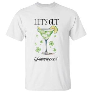 Funny Irish St Patrick's Day Cocktail T Shirt Let's Get Shamrocked Irish Festival TS11 White Print Your Wear