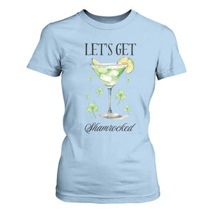 Funny Irish St Patrick's Day Cocktail T Shirt For Women Let's Get Shamrocked Irish Festival TS11 Light Blue Print Your Wear