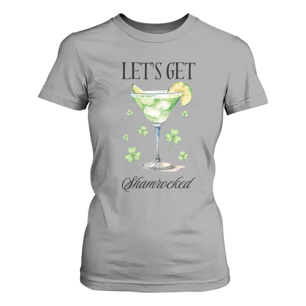 Funny Irish St Patrick's Day Cocktail T Shirt For Women Let's Get Shamrocked Irish Festival TS11 Sport Gray Print Your Wear