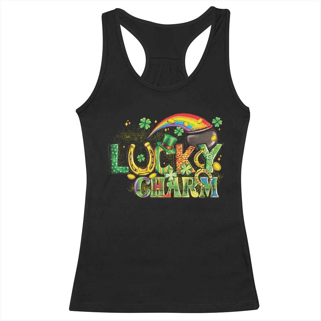 Funny St Patrick's Day Lucky Charm Racerback Tank Top Rainbow Gold Pot Clover TS11 Black Print Your Wear