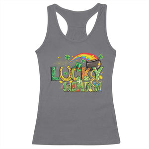 Funny St Patrick's Day Lucky Charm Racerback Tank Top Rainbow Gold Pot Clover TS11 Charcoal Print Your Wear