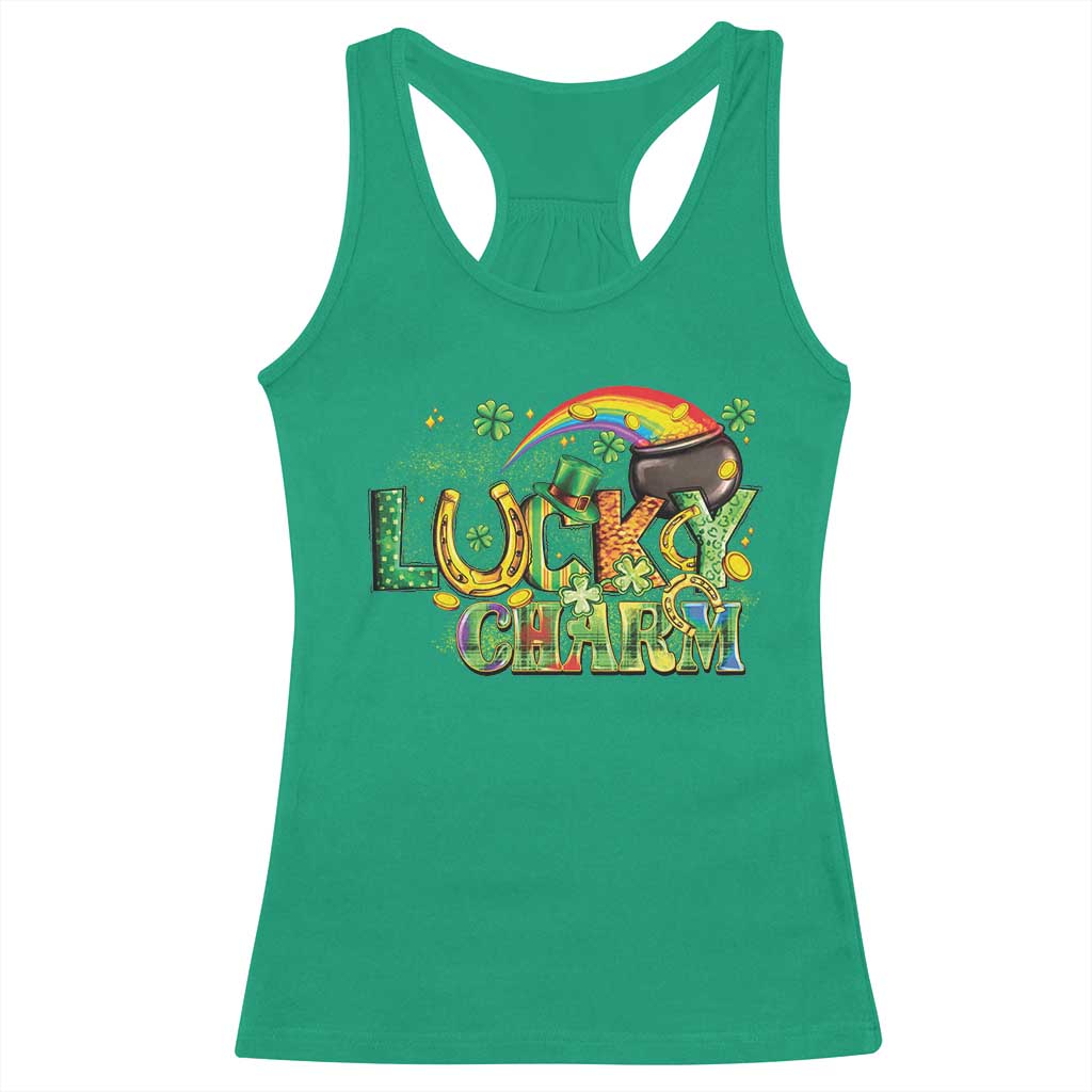 Funny St Patrick's Day Lucky Charm Racerback Tank Top Rainbow Gold Pot Clover TS11 Irish Green Print Your Wear