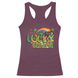 Funny St Patrick's Day Lucky Charm Racerback Tank Top Rainbow Gold Pot Clover TS11 Maroon Print Your Wear