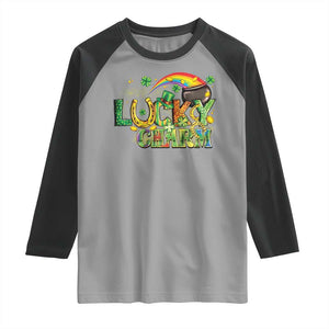 Funny St Patrick's Day Lucky Charm Raglan Shirt Rainbow Gold Pot Clover TS11 Sport Gray Black Print Your Wear