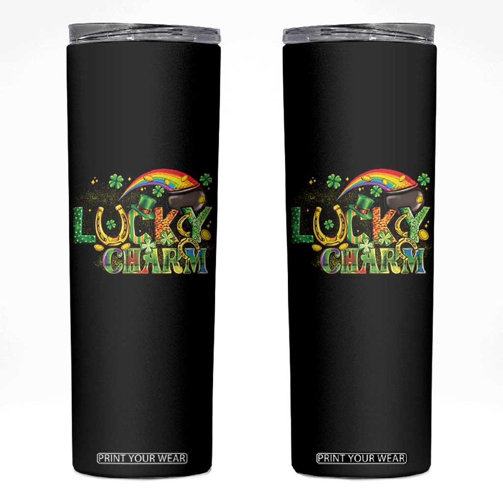 Funny St Patrick's Day Lucky Charm Skinny Tumbler Rainbow Gold Pot Clover TS11 Black Print Your Wear
