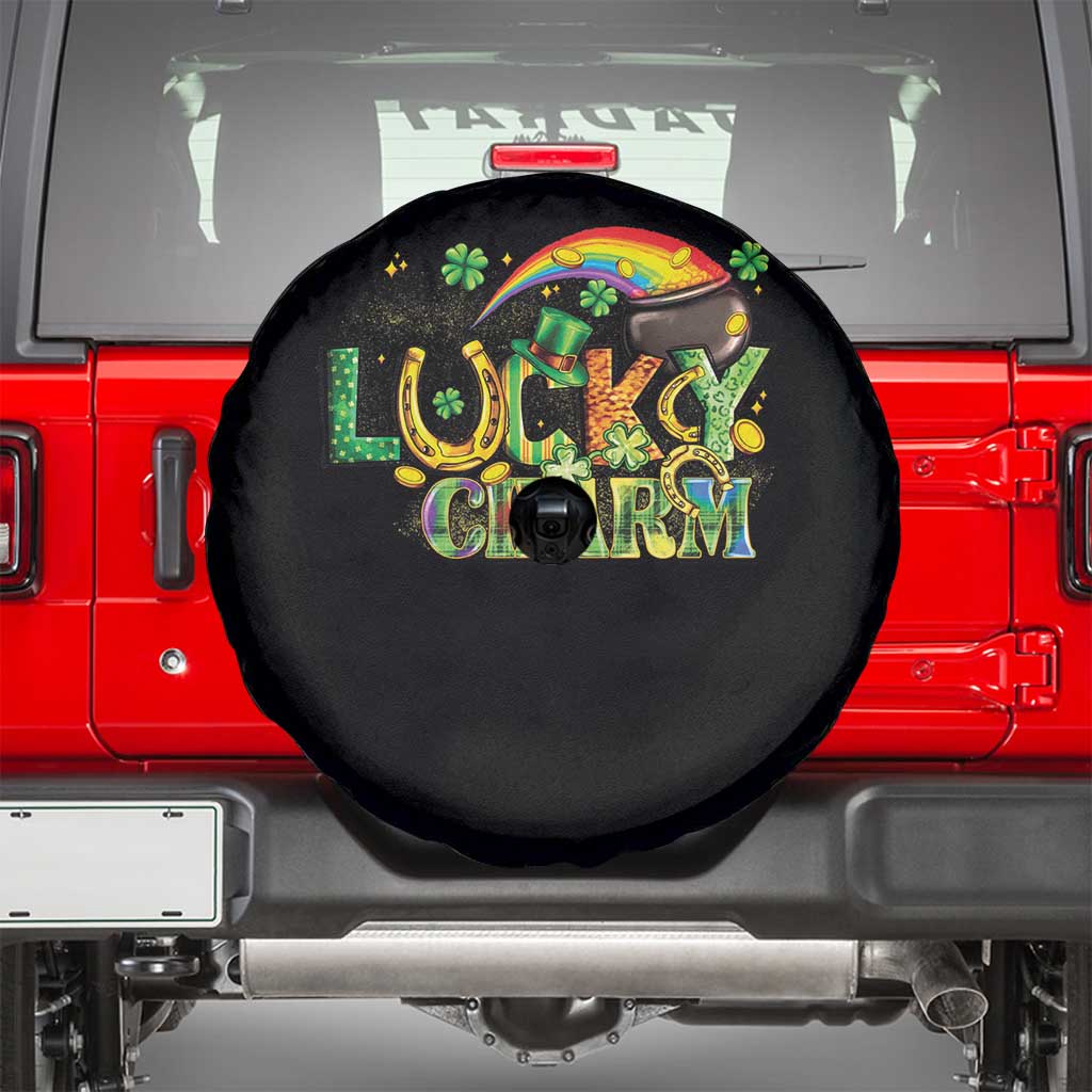 Funny St Patrick's Day Lucky Charm Spare Tire Cover Rainbow Gold Pot Clover TS11 Black Print Your Wear