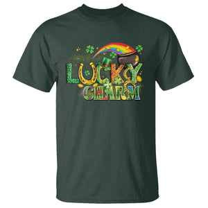 Funny St Patrick's Day Lucky Charm T Shirt Rainbow Gold Pot Clover TS11 Dark Forest Green Print Your Wear