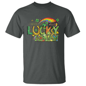 Funny St Patrick's Day Lucky Charm T Shirt Rainbow Gold Pot Clover TS11 Dark Heather Print Your Wear