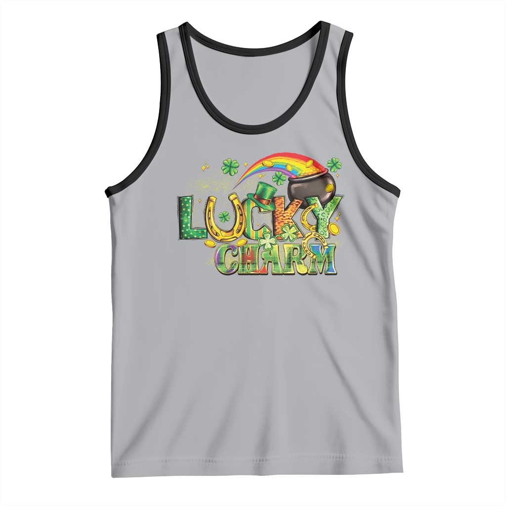 Funny St Patrick's Day Lucky Charm Tank Top Rainbow Gold Pot Clover TS11 Athletic Heather Black Print Your Wear