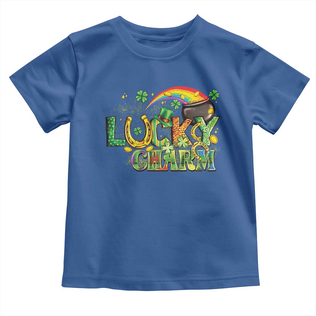 Funny St Patrick's Day Lucky Charm Toddler T Shirt Rainbow Gold Pot Clover TS11 Royal Blue Print Your Wear