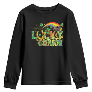 Funny St Patrick's Day Lucky Charm Youth Sweatshirt Rainbow Gold Pot Clover TS11 Black Print Your Wear