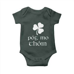 Funny Irish Pog Mo Thoin Baby Onesie St Patrick's Day Gaelic Saying Shamrock TS11 Print Your Wear