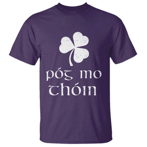 Funny Irish Pog Mo Thoin T Shirt St Patrick's Day Gaelic Saying Shamrock TS11 Purple Print Your Wear