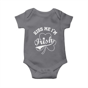 Funny Kiss Me I'm Irish St Patricks Day Baby Onesie Vintage Shamrock TS11 Charcoal Print Your Wear