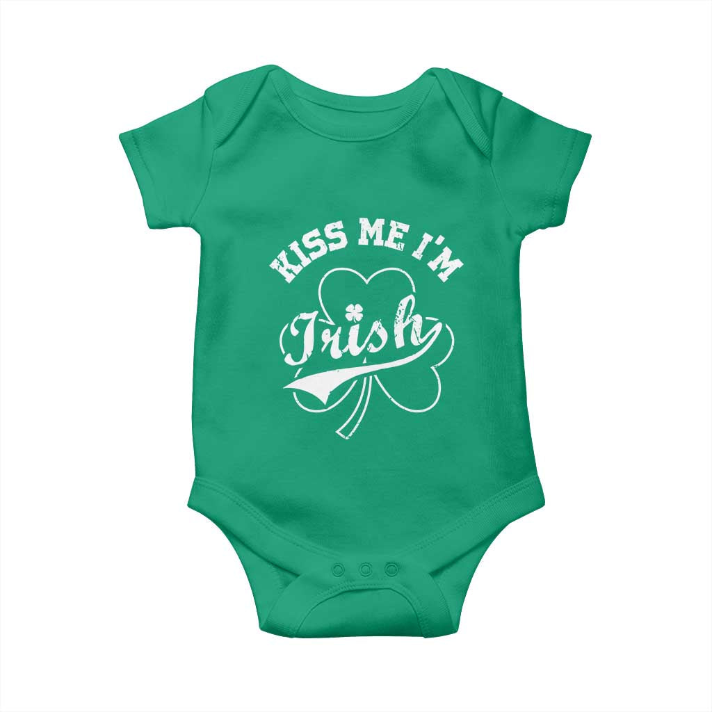 Funny Kiss Me I'm Irish St Patricks Day Baby Onesie Vintage Shamrock TS11 Irish Green Print Your Wear