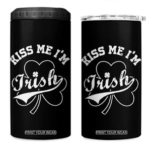 Funny Kiss Me I'm Irish St Patricks Day 4 in 1 Can Cooler Tumbler Vintage Shamrock TS11 One Size: 16 oz Black Print Your Wear
