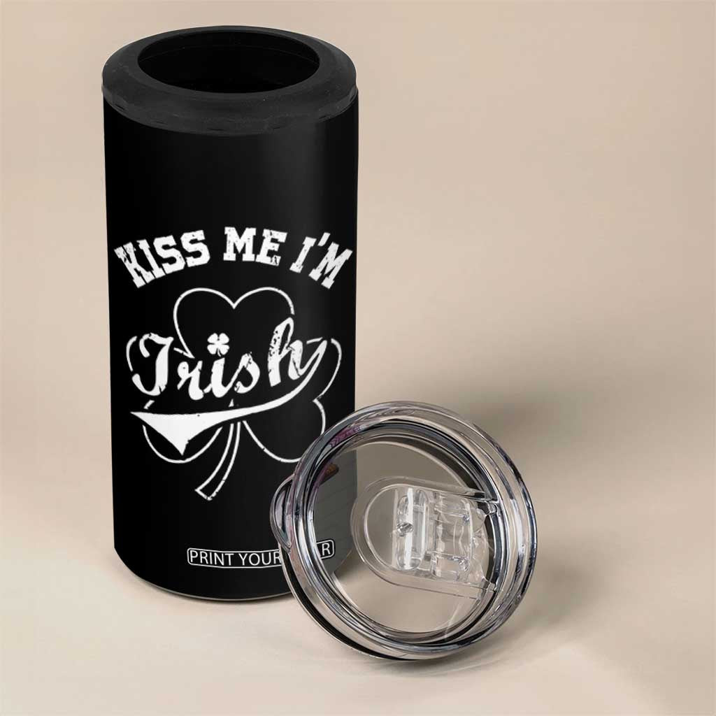 Funny Kiss Me I'm Irish St Patricks Day 4 in 1 Can Cooler Tumbler Vintage Shamrock TS11 Print Your Wear