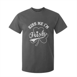 Funny Kiss Me I'm Irish St Patricks Day T Shirt For Kid Vintage Shamrock TS11 Dark Heather Print Your Wear