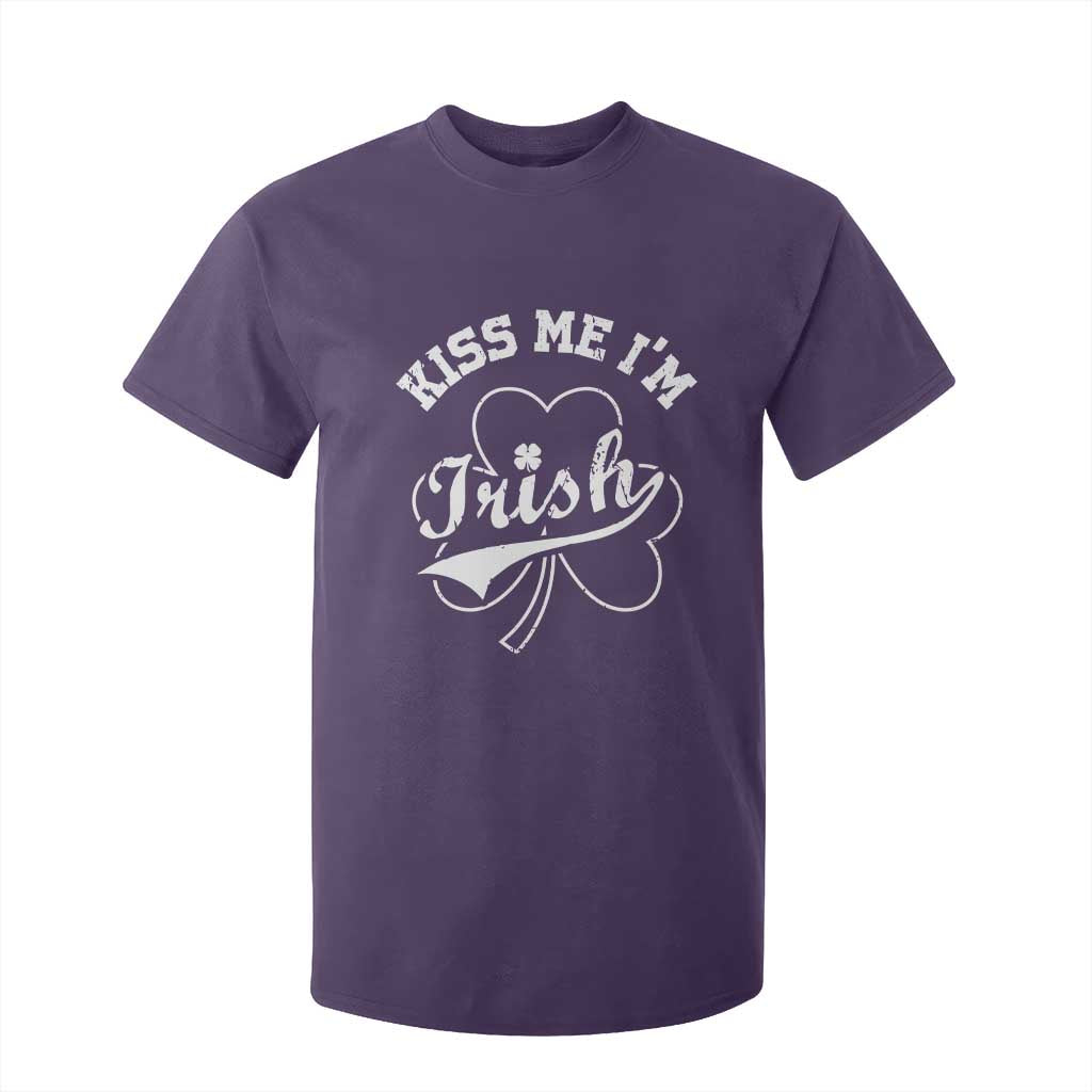 Funny Kiss Me I'm Irish St Patricks Day T Shirt For Kid Vintage Shamrock TS11 Purple Print Your Wear