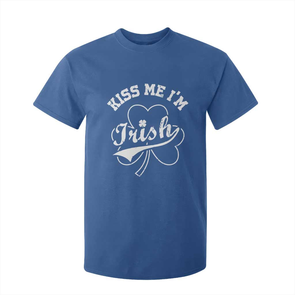 Funny Kiss Me I'm Irish St Patricks Day T Shirt For Kid Vintage Shamrock TS11 Royal Blue Print Your Wear