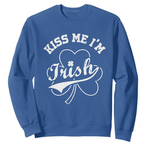 Funny Kiss Me I'm Irish St Patricks Day Sweatshirt Vintage Shamrock TS11 Royal Blue Print Your Wear