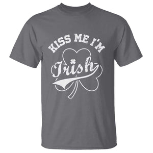 Funny Kiss Me I'm Irish St Patricks Day T Shirt Vintage Shamrock TS11 Charcoal Print Your Wear