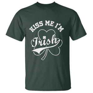 Funny Kiss Me I'm Irish St Patricks Day T Shirt Vintage Shamrock TS11 Dark Forest Green Print Your Wear