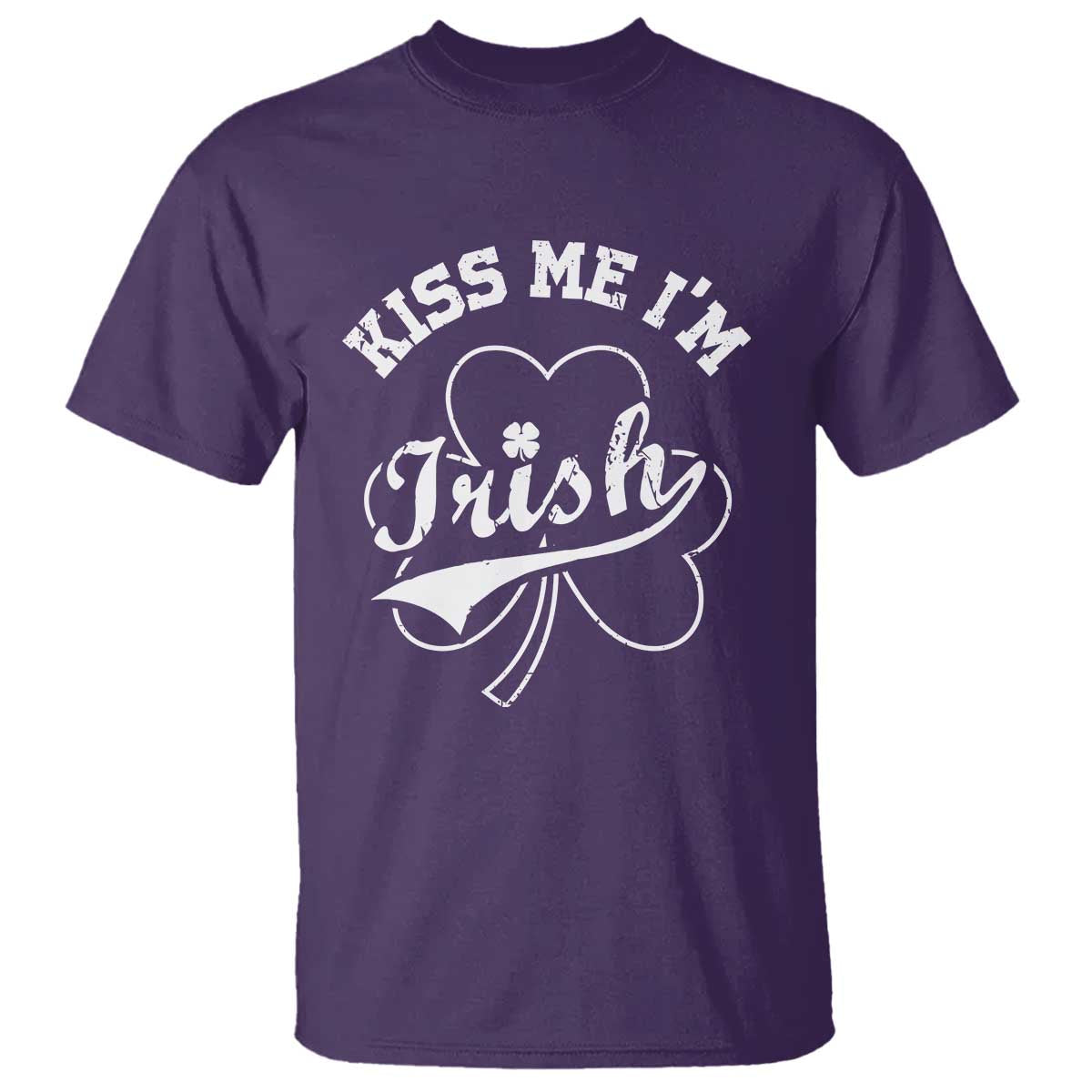 Funny Kiss Me I'm Irish St Patricks Day T Shirt Vintage Shamrock TS11 Purple Print Your Wear