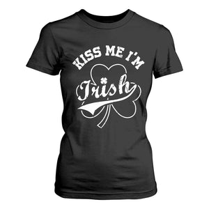 Funny Kiss Me I'm Irish St Patricks Day T Shirt For Women Vintage Shamrock TS11 Black Print Your Wear