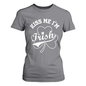 Funny Kiss Me I'm Irish St Patricks Day T Shirt For Women Vintage Shamrock TS11 Charcoal Print Your Wear