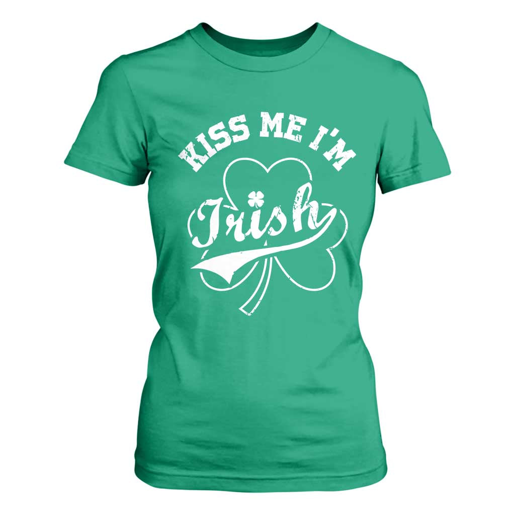 Funny Kiss Me I'm Irish St Patricks Day T Shirt For Women Vintage Shamrock TS11 Irish Green Print Your Wear
