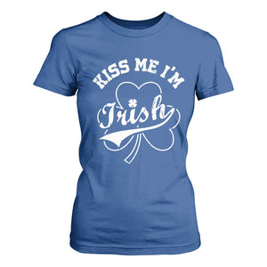 Funny Kiss Me I'm Irish St Patricks Day T Shirt For Women Vintage Shamrock TS11 Royal Blue Print Your Wear