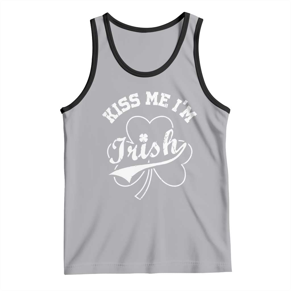 Funny Kiss Me I'm Irish St Patricks Day Tank Top Vintage Shamrock TS11 Athletic Heather Black Print Your Wear