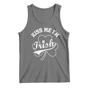 Funny Kiss Me I'm Irish St Patricks Day Tank Top Vintage Shamrock TS11 Black Heather Print Your Wear