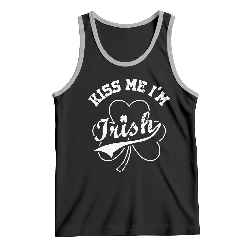 Funny Kiss Me I'm Irish St Patricks Day Tank Top Vintage Shamrock TS11 Black Athletic Heather Print Your Wear