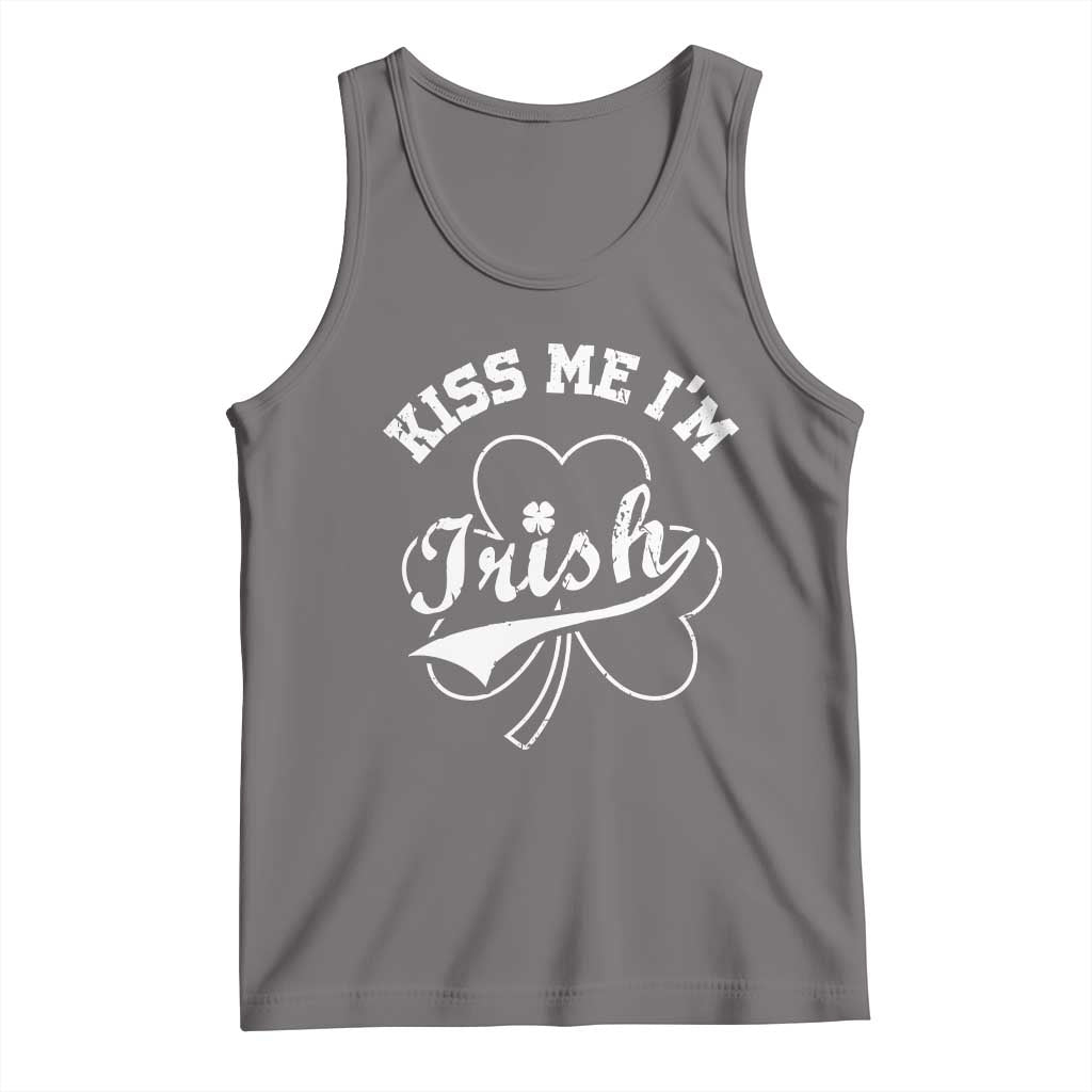 Funny Kiss Me I'm Irish St Patricks Day Tank Top Vintage Shamrock TS11 Deep Heather Print Your Wear